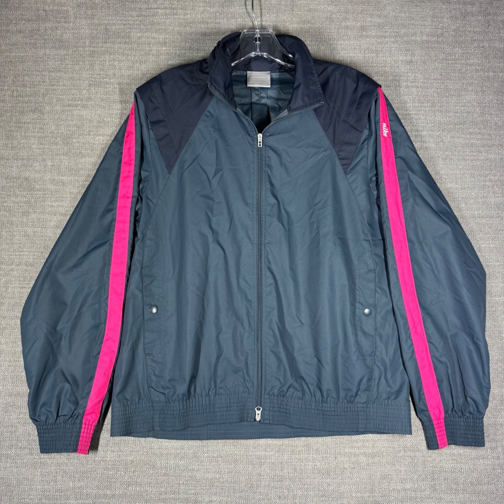 Nike Golf Womens Jacket Clima-FIT Windproof Hooded Grey Pink Full‎ Zip Medium